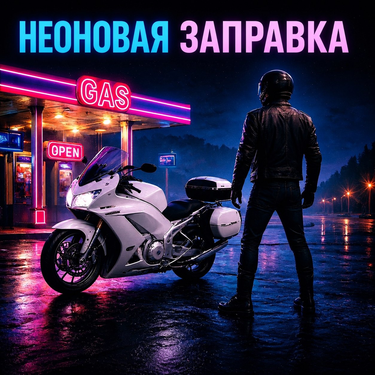 Неоновая заправка · иллюстрация из архива